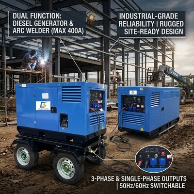 Mobile chassis wheels 450A DC Mig welding machine 500Amps diesel welder generator with wire feeder